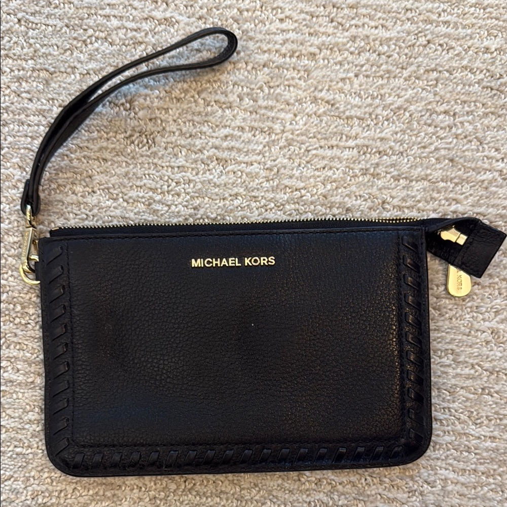 Michael Kors Black Leather Wristlet